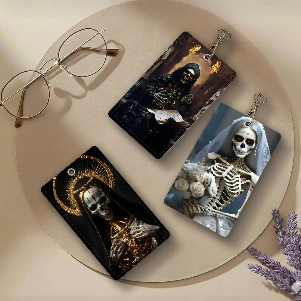 Dark Skull Bones Wearing Crowns or Clothing PU Leather Card Holders Anti-lost Protective Cover Cases Cards