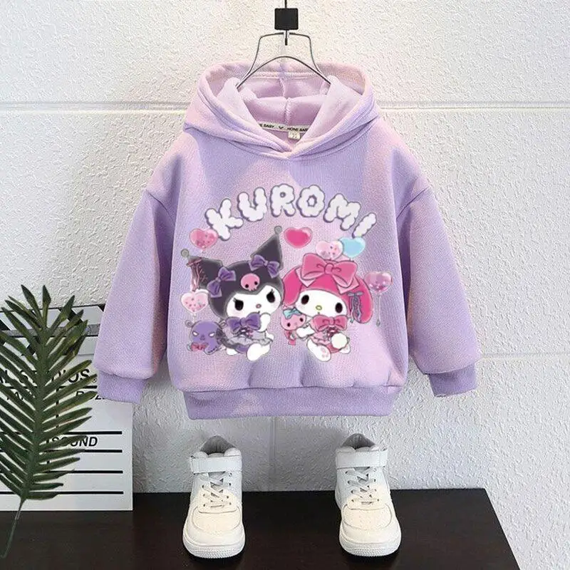 

Sanrio Kuromi Melody Hooded Sweatshirt Kids Boys Girls Fleece Hoodie Loose Fit Long Sleeve Warm Jacket Casual Outerwear Cute
