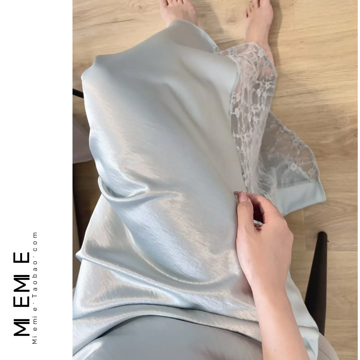 Elegant Lace Satin Fish Tail Skirt Hollow out Design Slimming mid Waist Casual Style for Young Women in Their 20s