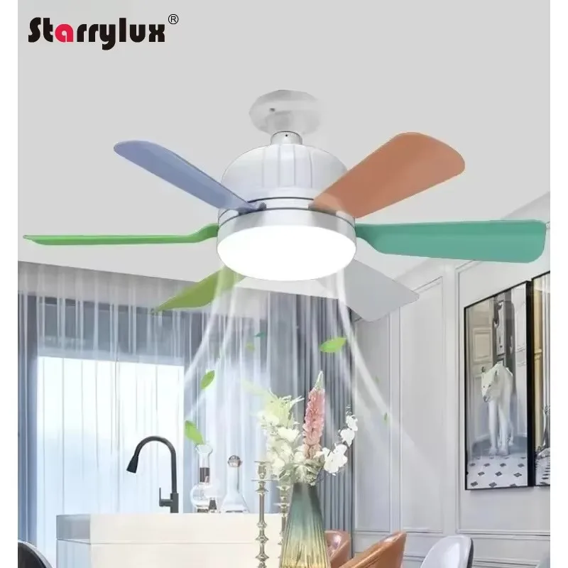LED Fan Quiet Light E27 Detachable Blade Ceiling Fan Light for Dining Room Bedroom Remote