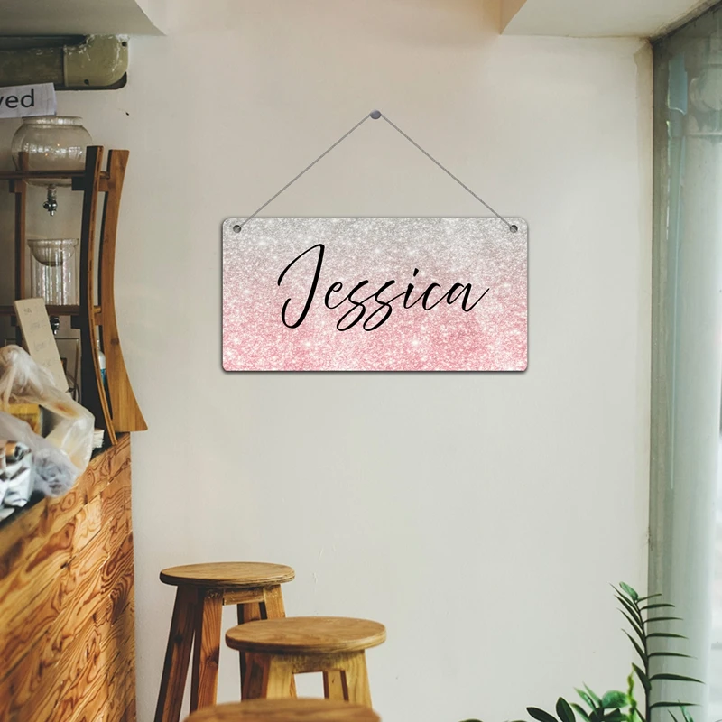 

Shiny Background Custom Name Hanging Plaque, Personalized Wall Art, Bedroom Decor, Door Decor, 1Pc