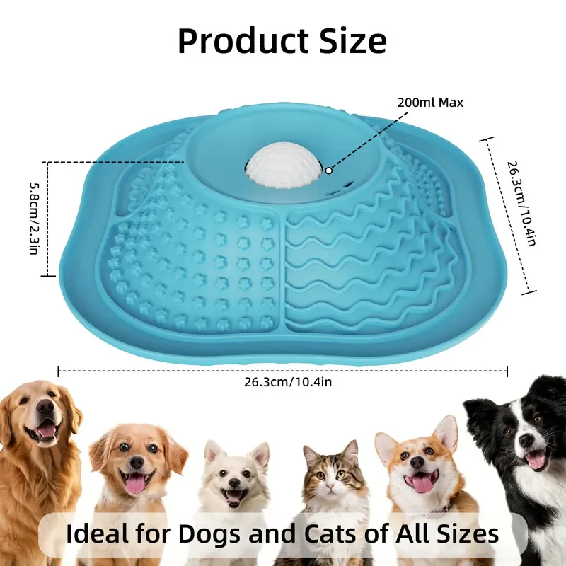 For Silicone Pet Slow Feeder Licking Mat Anti Slip Leak Proof Food Plate For Dogs Cats Universal Slow Eating Puzzle Toy