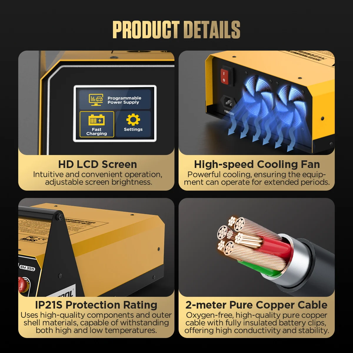 AUTOOL EM355 Auto Programming Power Supply 220V , Car Voltage Regulator Transformer Fast Charging Inverter, For Car ECU Programming Vehicle Repair Workshop Diagnostic Stabilizer Tool