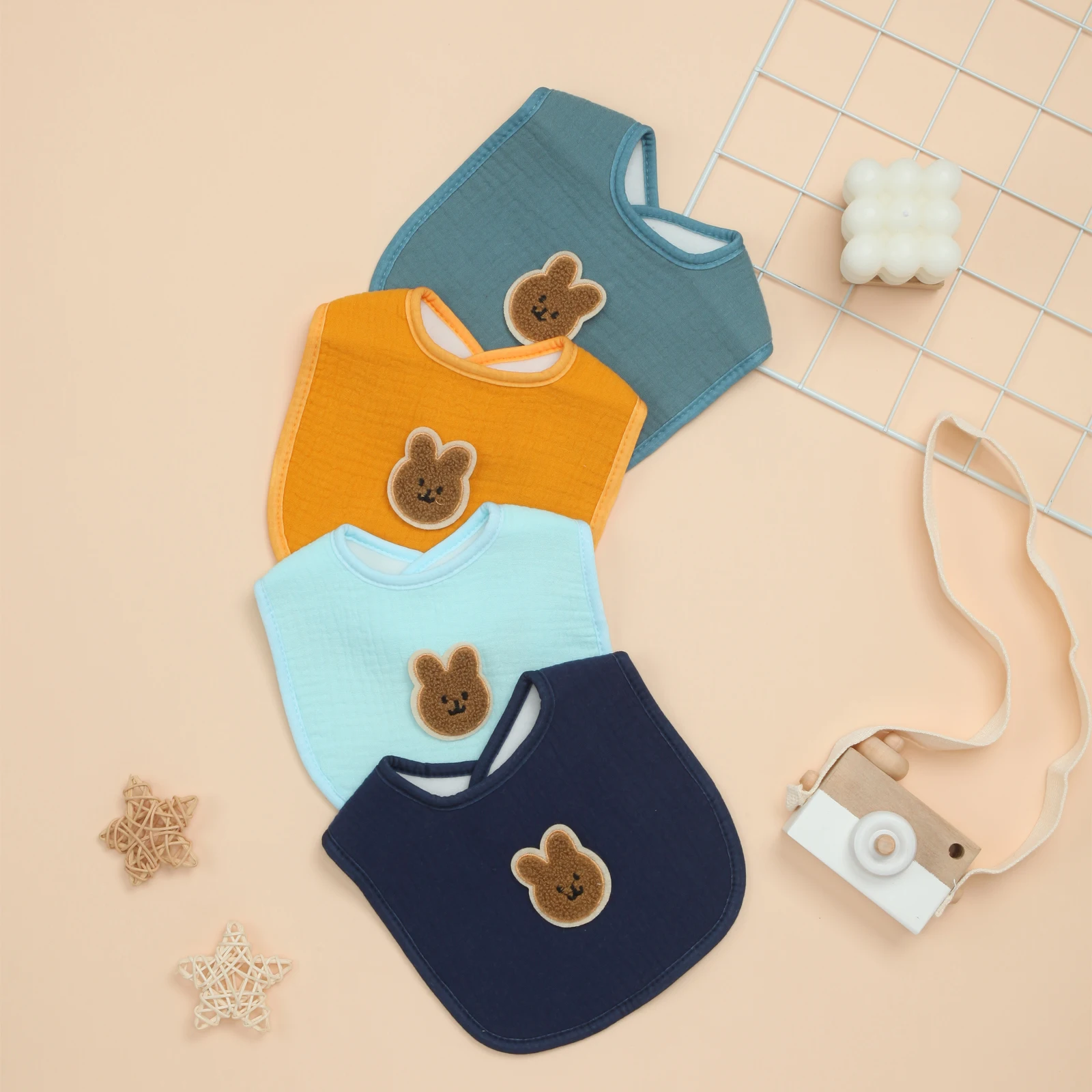 

Cute Baby Bibs Extra Soft Drool Bibs for Boys & Girls, Absorbent Soft Cotton Bib for Feeding and Teething(4 Pack)