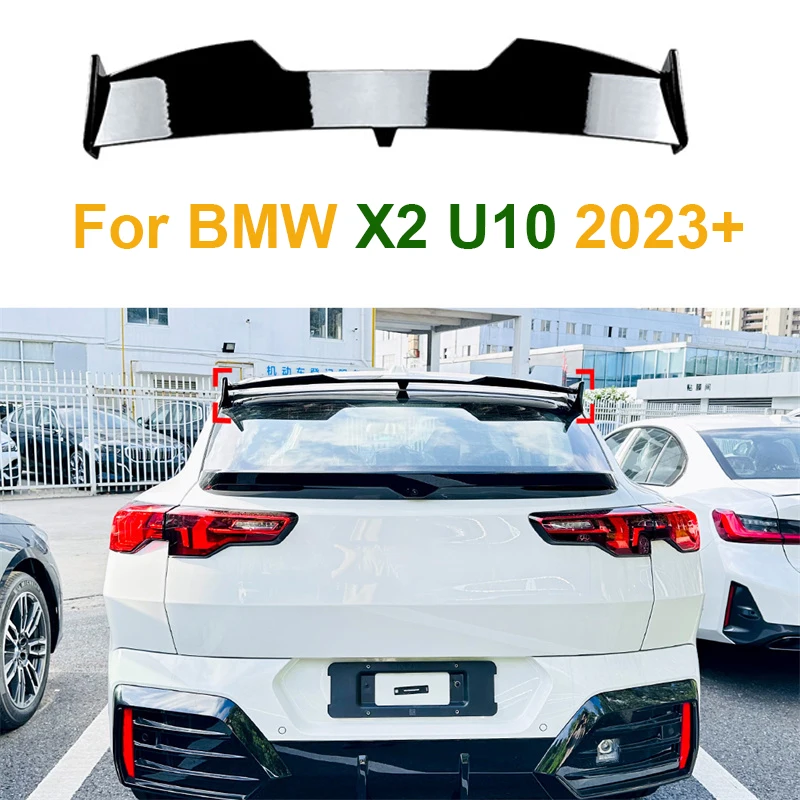 For BMW X2 U10 2023 + Glossy Black Rear Wing roof Trunk top Spoiler Lip Spoilers HIGH KICK DUCKBILL Tail Tailgate Splitter Lip