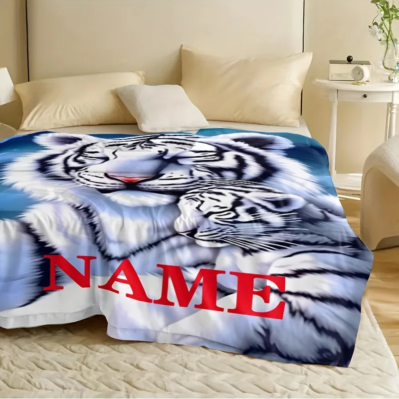 Cute Baby Tiger Pair Throw Blanket for Sofa Couch Decor Cozy Living Room Plush Art Gift Seasonal Winter Home Decor Accent