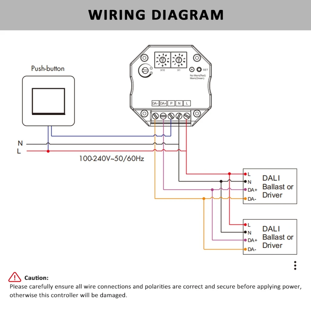 A93E-For DALI Push LED Dimmer 110V 220V 240V With Memory Function For DALI Driver Or Ballasts Dimming Speed Adjustable Dimmer