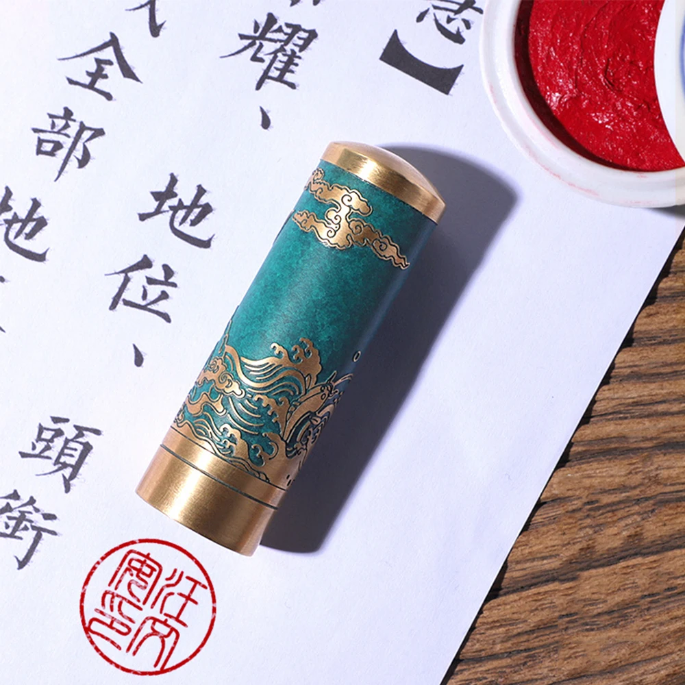 22mm Round Chinese Name Stamps 3 in 1 Solid Brass Metal Seals with Custom Inkpad Gift Box Calligraphy Painting Private Chop