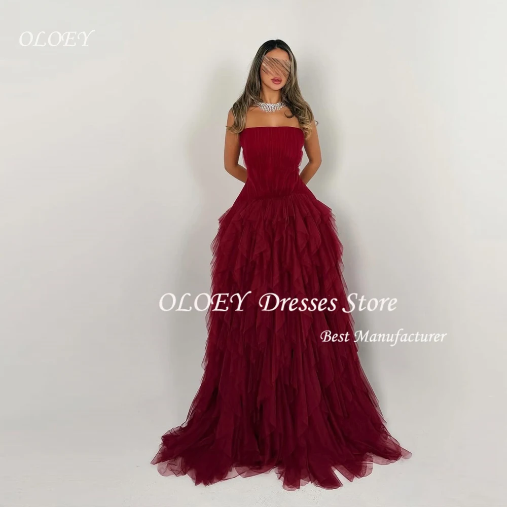OLOEY フリル プロムドレス パーティードレス チュール A ライン イブニングドレス セレブドレス Vestidos カスタマイズされた特別な日のドレス