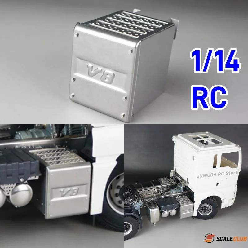 

RC 1/14 игрушечный грузовик, выхлопная коробка, украшение для ящика для инструментов для Tamiya 1/14, запчасти для радиоуправляемого тягача, аксессуары SCALECLUB PQG-MN-6