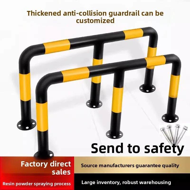 M-shaped crash barriers, steel pipe gas station crash bollards, thickened road guardrails, U-shaped parking space barriers.