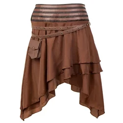 Women Steampunk Gothic Irregular Pirate Skirt Asymmetrical High Low Skirts Plus Size Halloween Costumes Plus Size