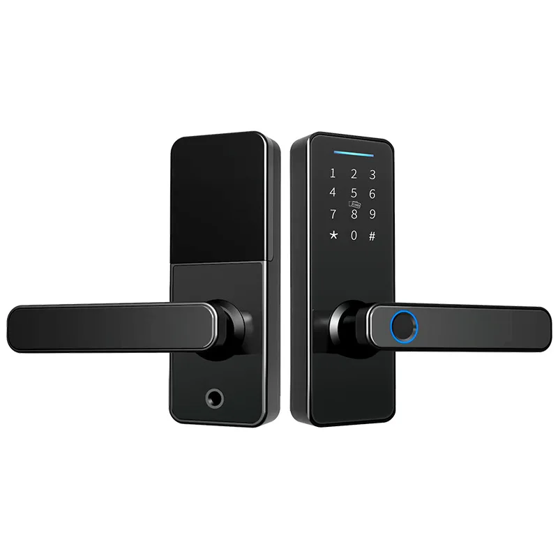 Tuya ttlock eletrônico fechadura da porta inteligente com impressão digital biométrica/cartão inteligente/senha/chave de desbloqueio/usb de