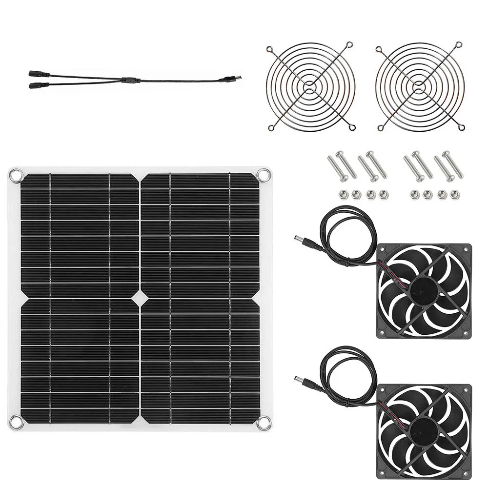 500W Solar Fan Charging Pet Portable Poultry Fan Greenhouse Solar Plate Exhaust Fan Office Outdoor Home Dog Chicken House 5V 16V