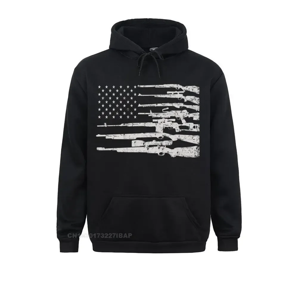 Big American Flag With Machine Guns Hoodie Oversized Unique Sweatshirts Men Hoodies Outdoor Sportswears NEW YEAR DAY