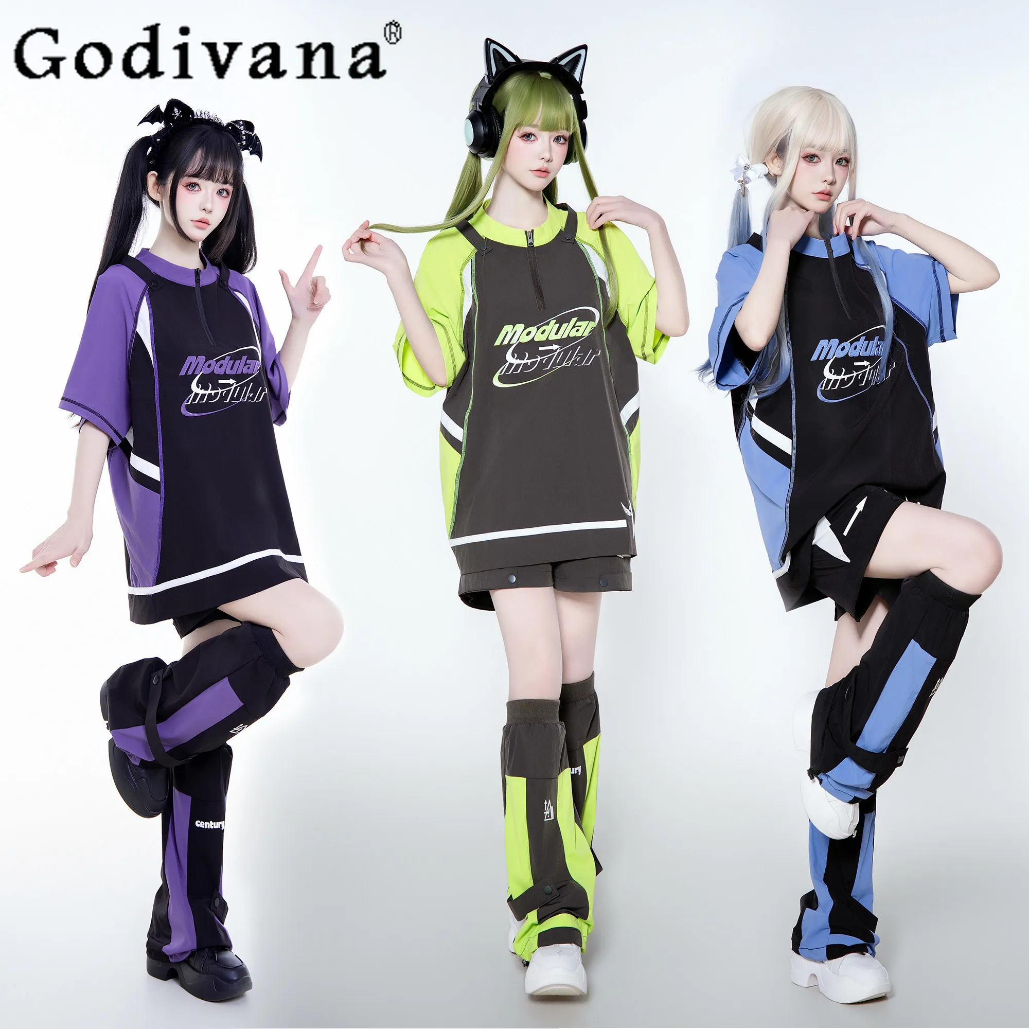 

Original Y2k Student Shorts Set Summer New 2026 Sweet Cool Girls Kawaii Sportswear Overszie T-shirt Shorts Leg Cover for Women