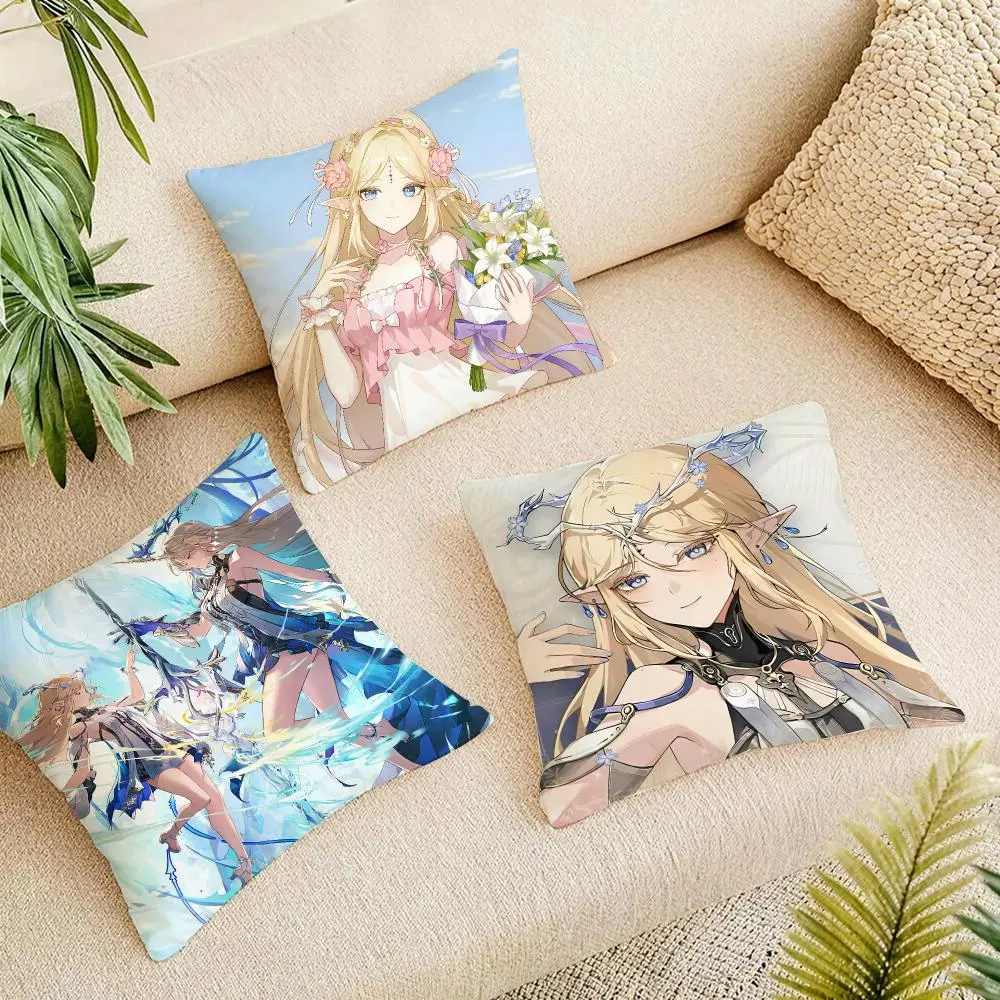 Epic Game Wuthering Waves Cushion Cover Short Plush Pillowcase, Washable Wrinkle Resistant Cover for Bedroom Gift