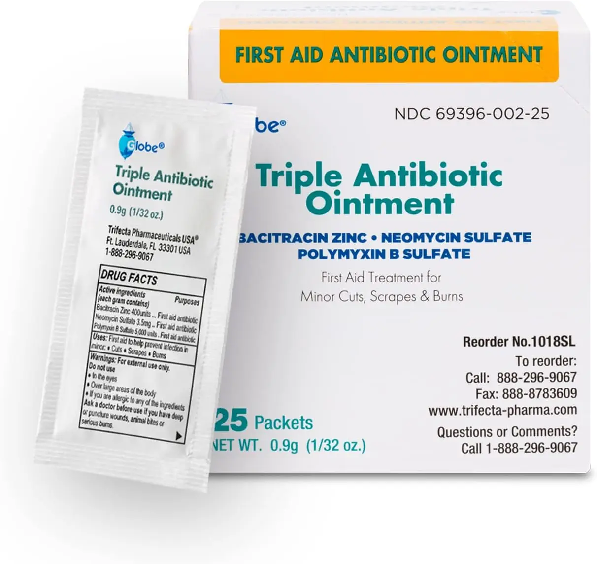 

25 Pack Triple Antibiotic Ointment for Minor Cuts, Scrapes & Burns - Travel Size 0.9g Each