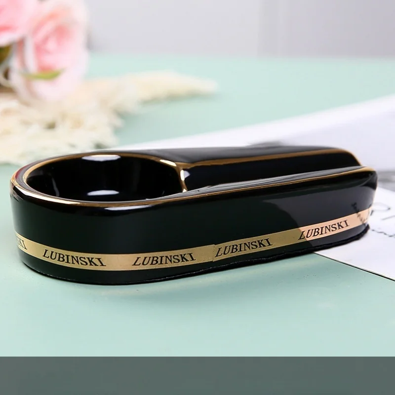 Hot Sale European Ceramic Cigar Ashtray Unique Creative Portable Cigar cigarette Stand Accessories for Home Office Single User view 4