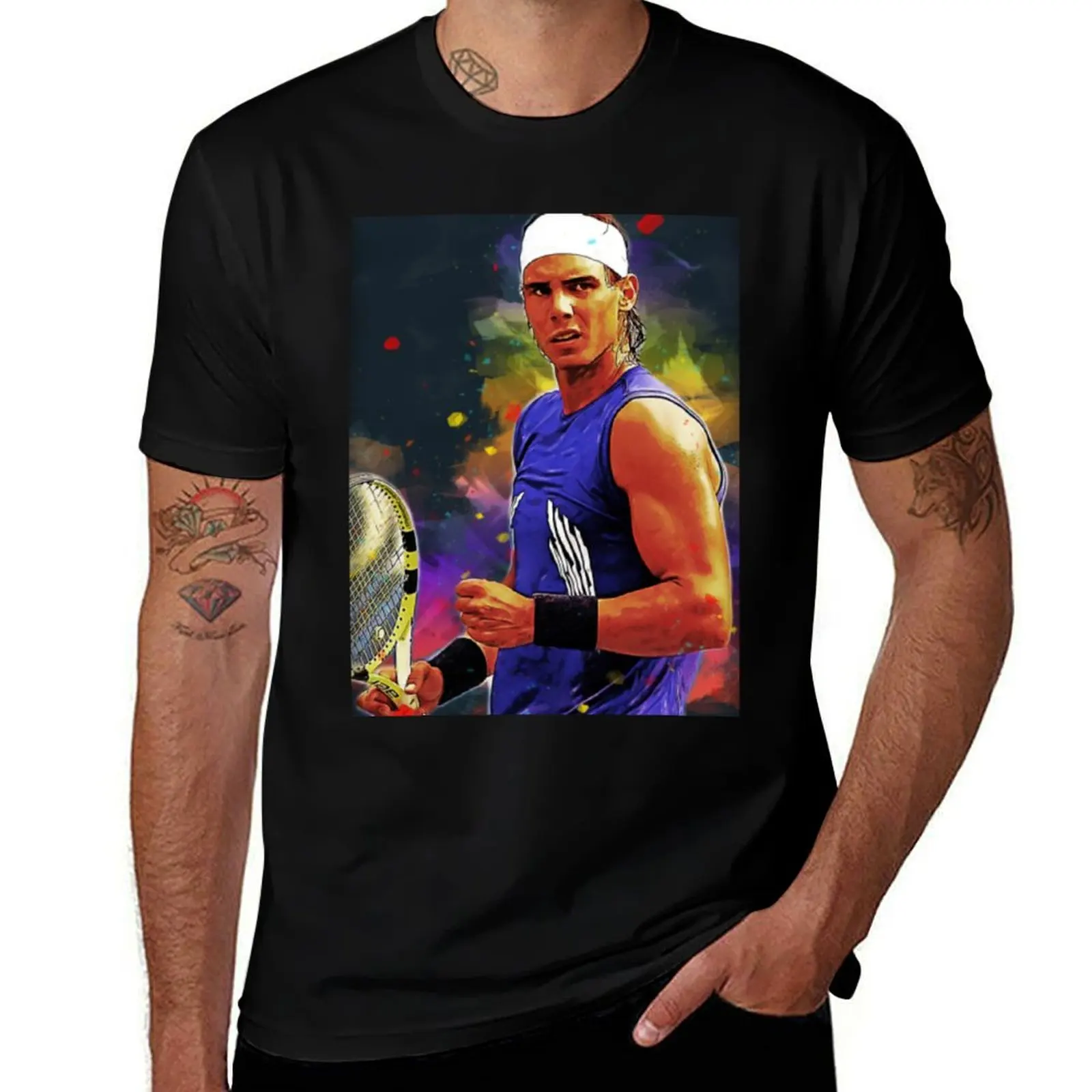 

Rafael Nadal Tennis Player Digital Painting T-Shirt anime t shirts anime kawaii clothes men clothing