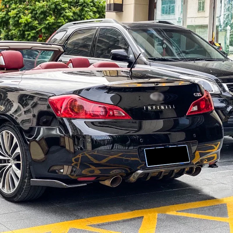 For Infiniti G35 G37 G37S Car Rear Bumper Lip Diffuser Shark Fins Spoiler Body Kit Protector Carbon Fiber Look Auto Accessories
