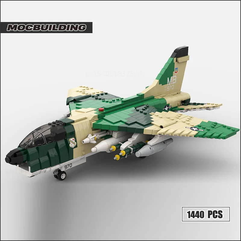 1/35 Scale A-7D Corsair II Military Fighter MOC Building Blocks Airplane Model Technology Bricks Collection Display Toys Gifts