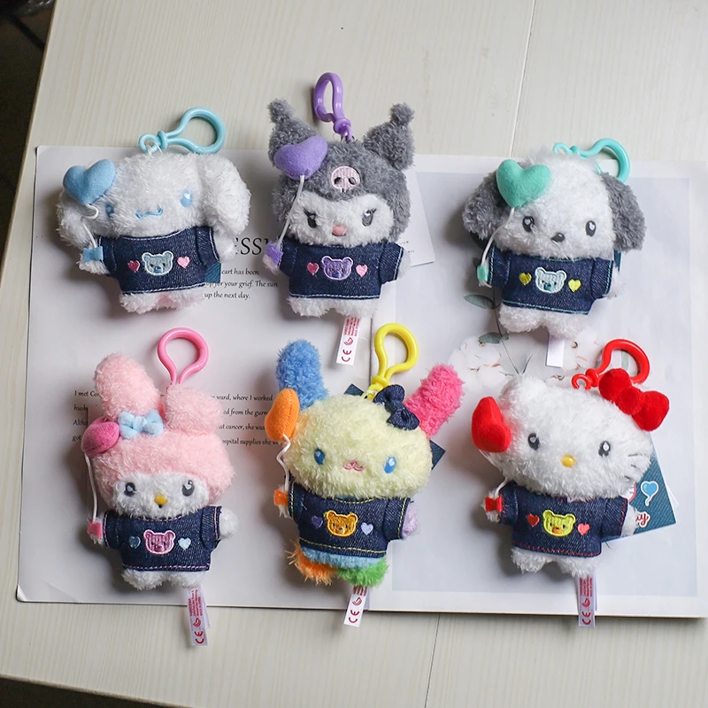 

Воздушный шар в форме сердца, джинсовая кукла Kuromi, очаровательная милая плюшевая кукла Hello Kitty, маленькая мягкая игрушка, брелок, плюшевая кукла, очаровательная сумка, аксессуар, подарки