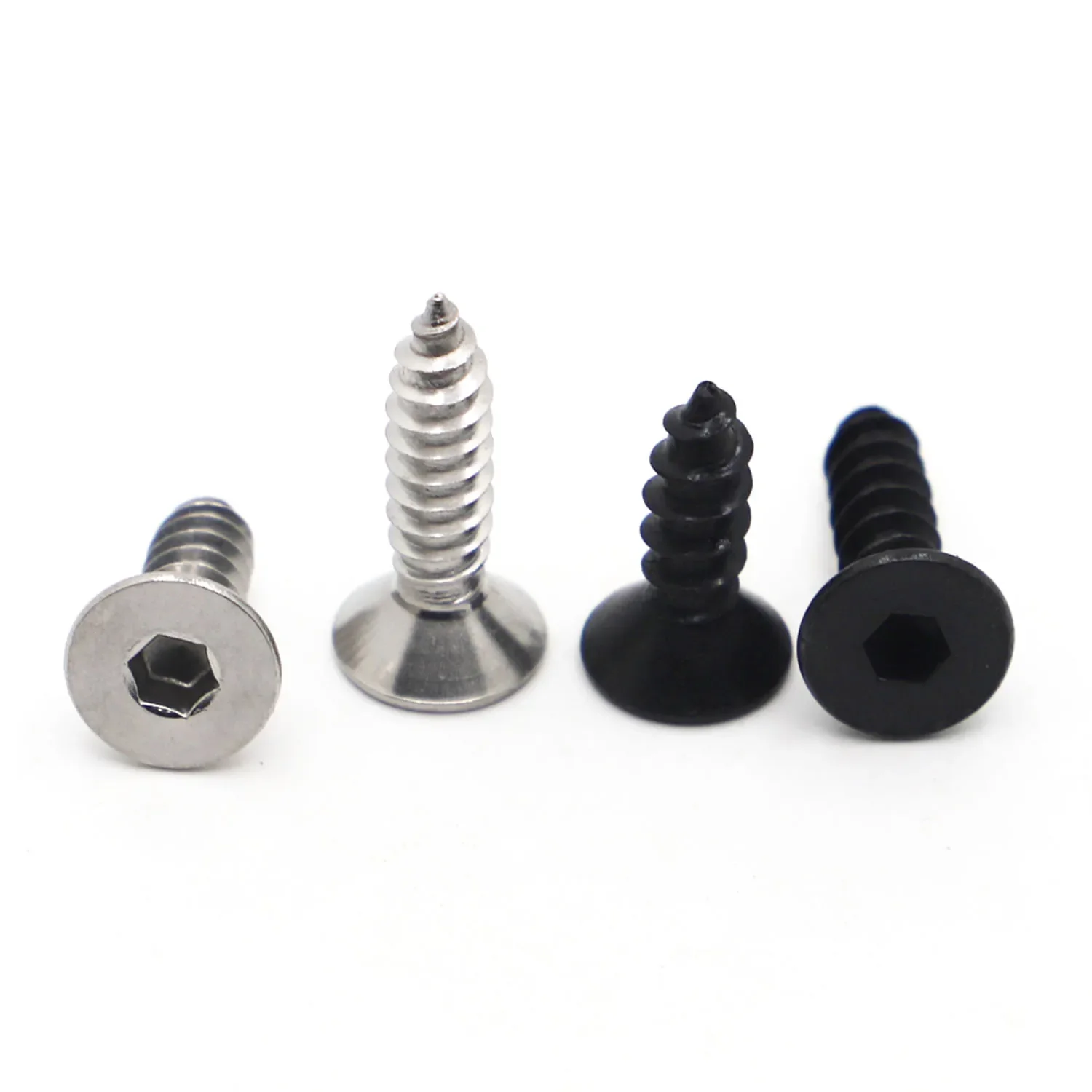 M3 M4 M5 M6 Allen Hex Hexagon Socket Flat Countersunk Head Self Tapping Screw 304 Stainless Steel / Black 8.8 Carbon Steel