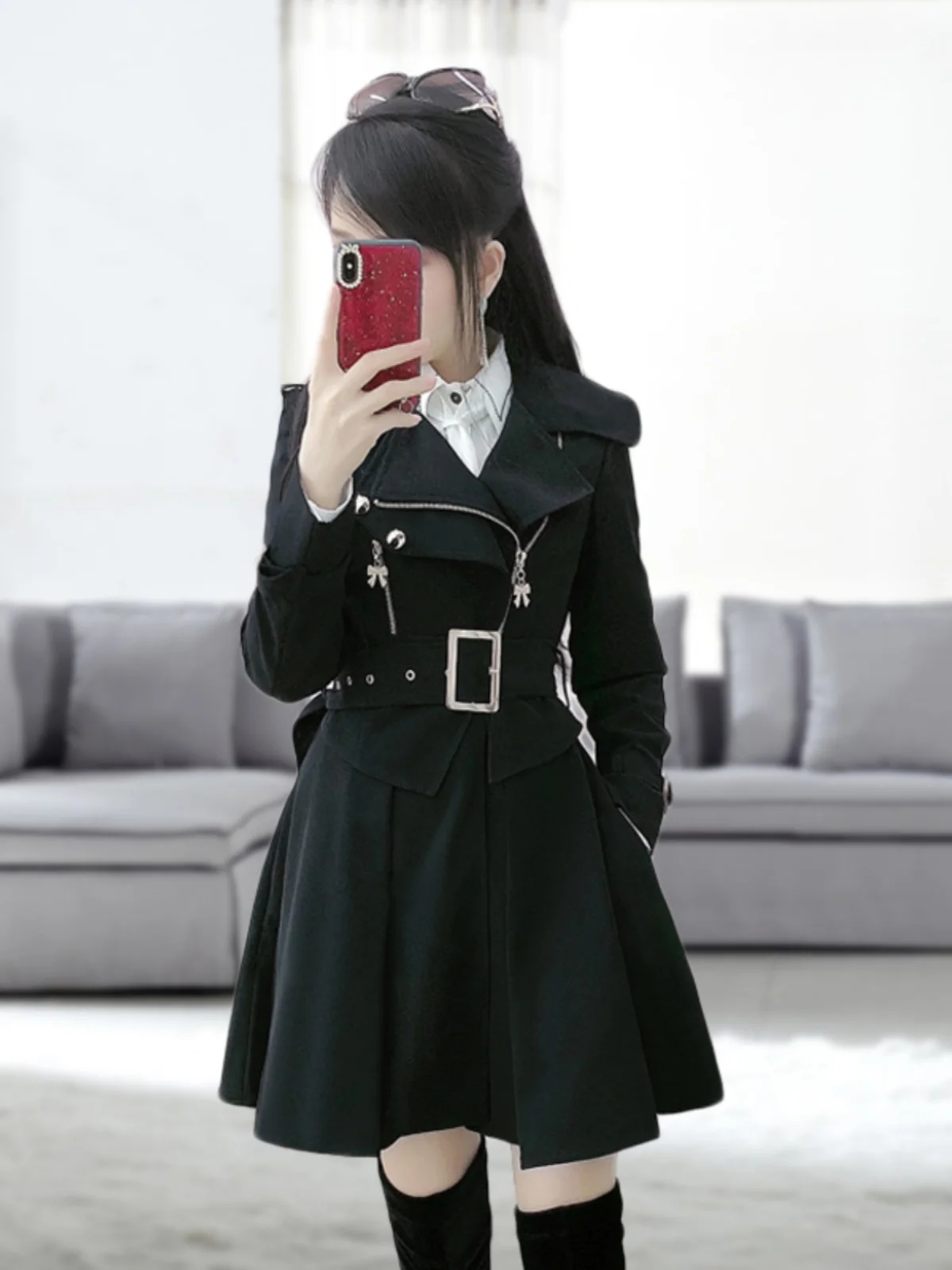 

Trench Coat With Hood Women'S Autumn Sashes Belts Stand Abrigos Streetwear Contrast Pink Button Casaco Feminino Femme Fitted