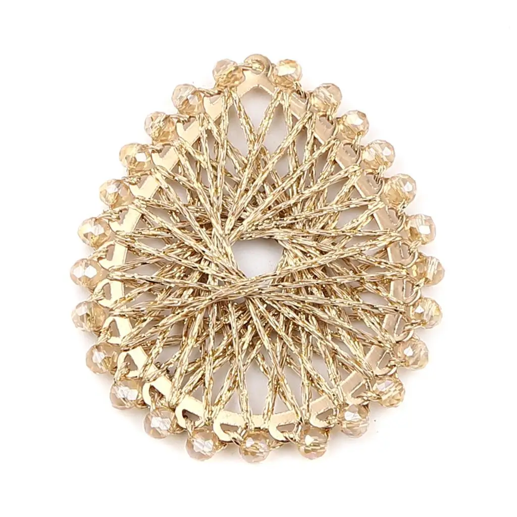 DoreenBeads Iron Based Alloy & Glass Thread Wrapped Pendants For Jewelry Making Drop Gold Color Multicolor 55mm x 47mm 2 PCs