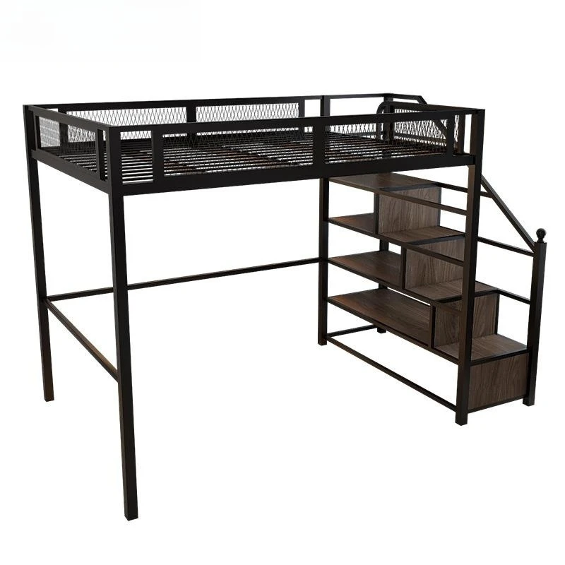 Multifunctional iron frame suitable for small apartment steel frame bed two-layer wrought iron bunk bed
