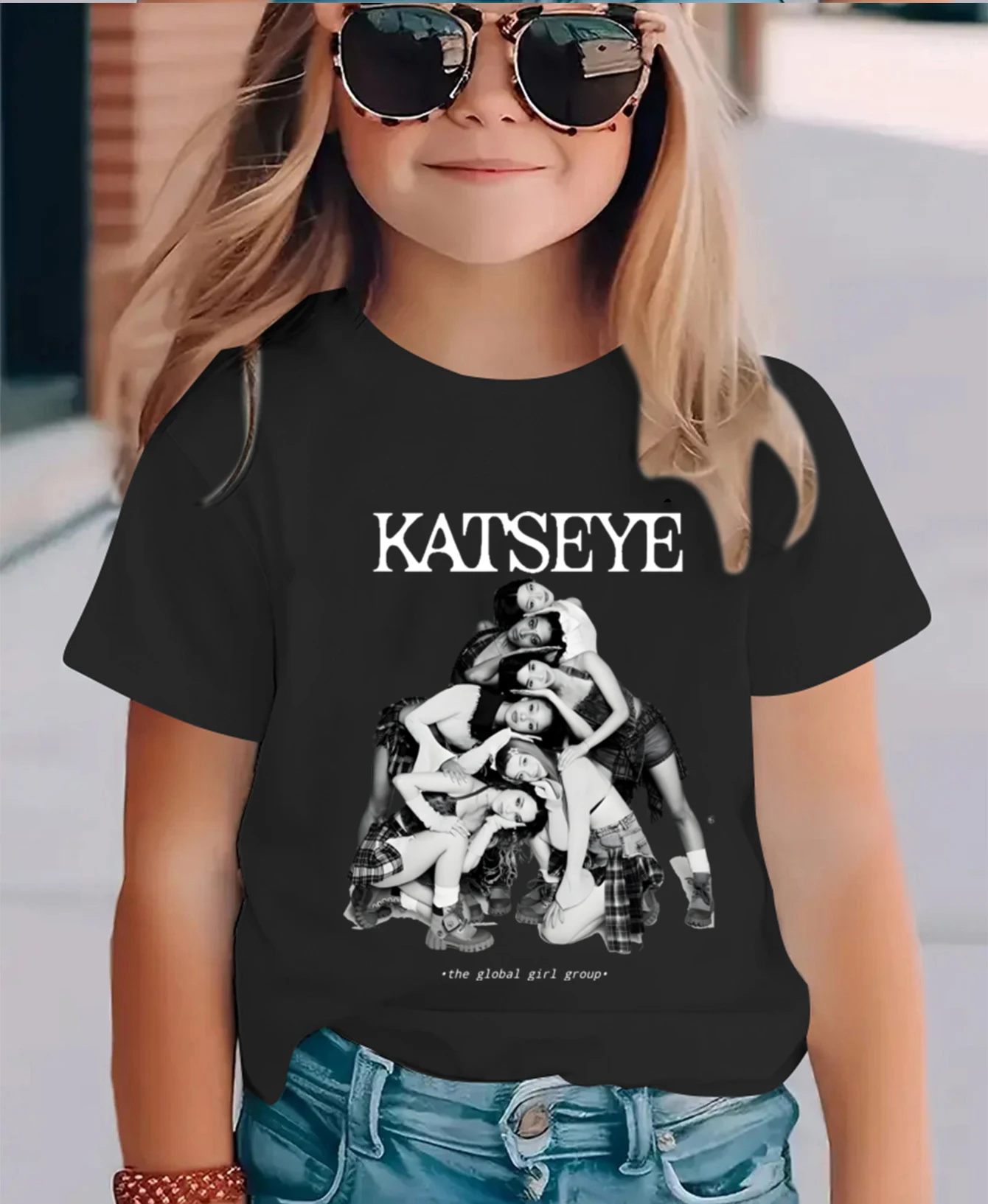 Katseye Girl Group Kpop Pattern Clothing Men T Shirt Women Tee Boys Top Children Parent Child Cotton short sleeves kids Tshirt