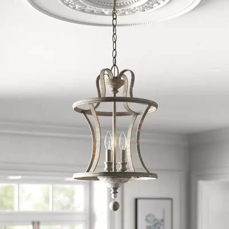 Creative American country chandelier wrought iron candle light meal entrance chandelier corridor living room