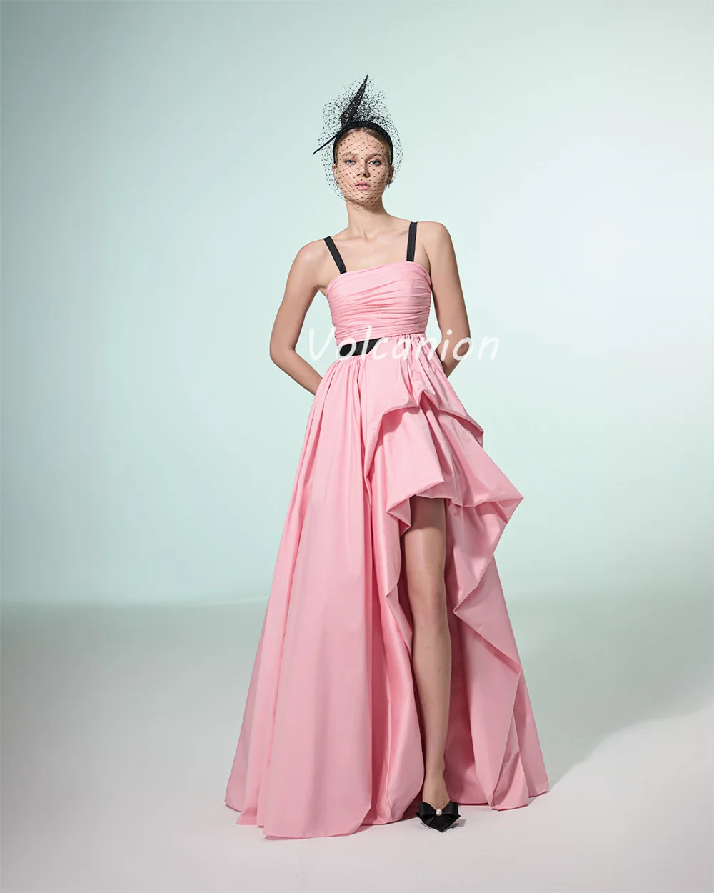 Customized Modern Style Charmeuse Draped A-line Spaghetti strap Long Dresses Bespoke Occasion Dresses Fashion High Quality