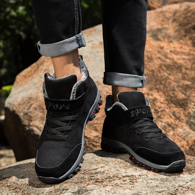 

Men Work Casual Shoes High-top Non-slip Ankle Boots Waterproof Winter Suede Warm Snow Outdoor Sneakers
