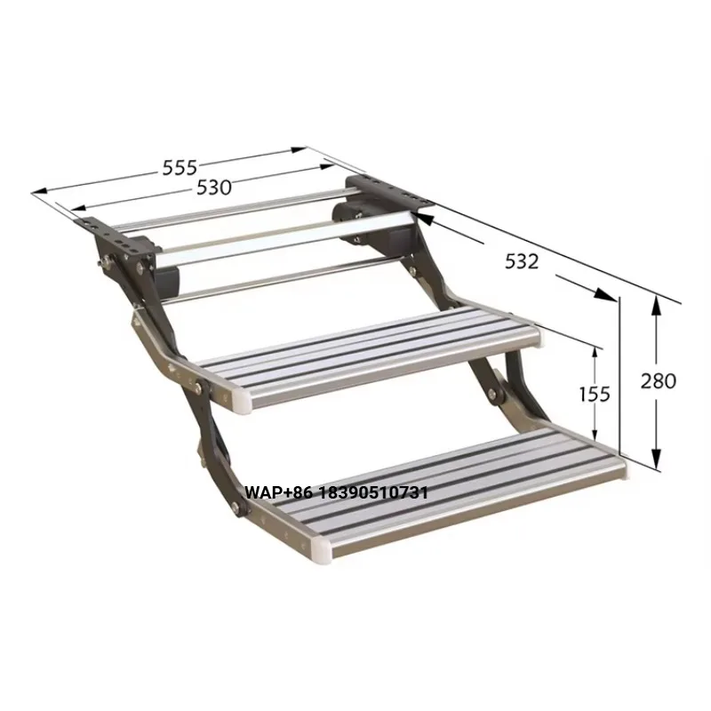 RV Exterior Accessories Electric Double Step Aluminum Alloy Campervan Motorhome Double-layer Motorized Entry Ladder