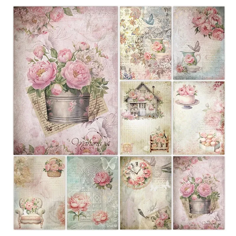 Xuan Paper Scrapbook Paper 5×7 Inch 8 Sheets Vintage Floral Fairy Decorative Craft Paper