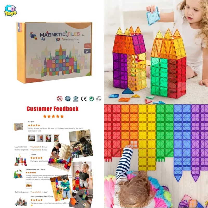 2024 High Quality Strong Magnets Educational Toys Diy Creative Building Block Set 60Pcs 100pcs 120pcs Magnetic