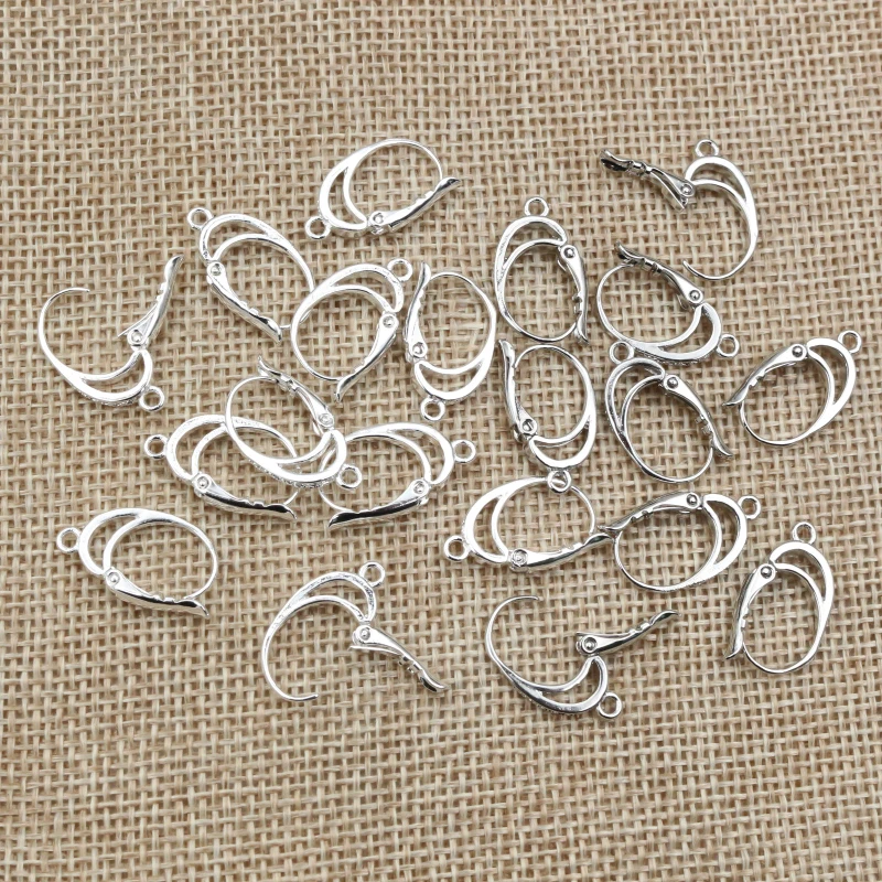 6pcs ( 3pairs) 20x11mm Bright Silver Plated Rhodium Ear Hooks Earring Wires for Handmade Women Fashion Jewelry Earrings