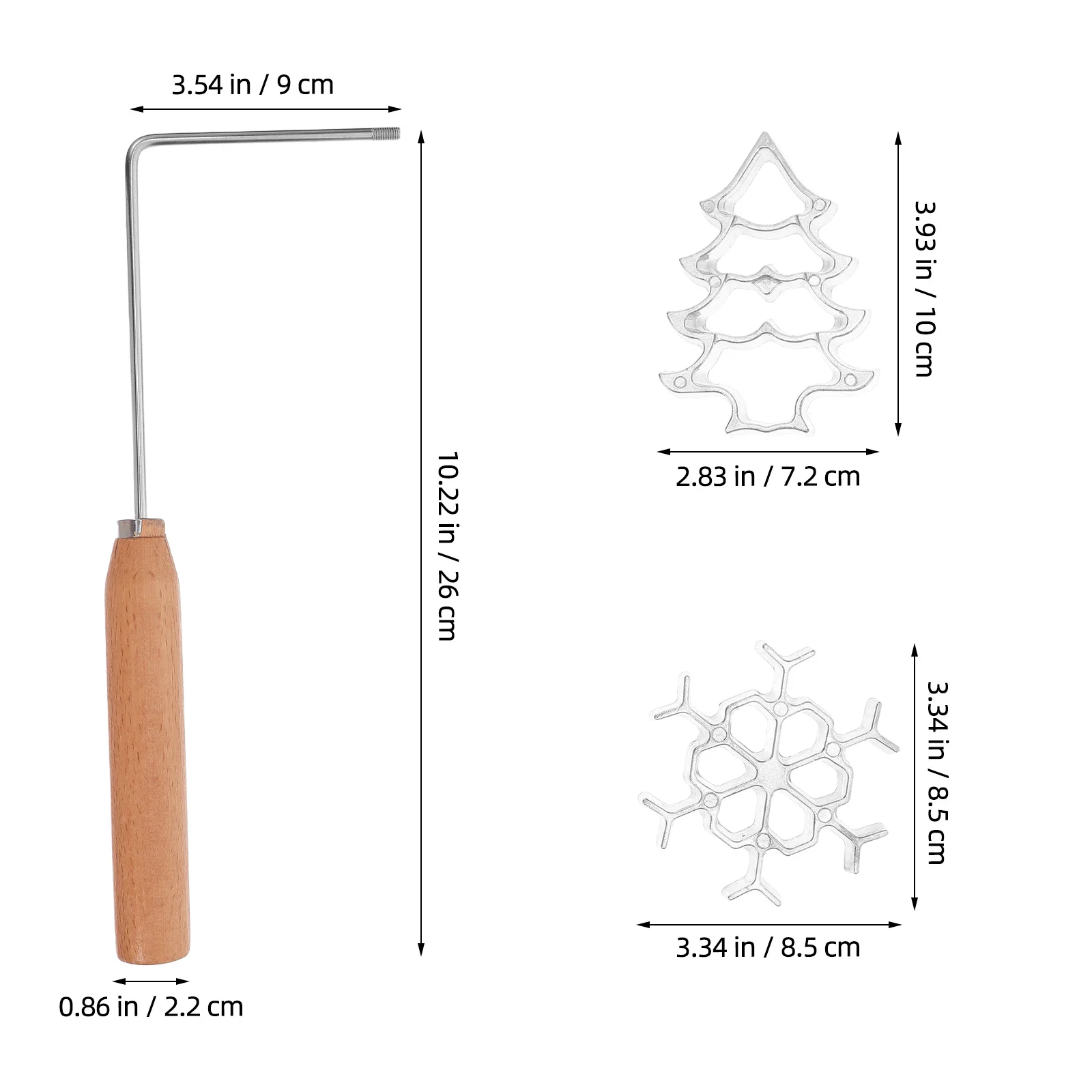 Conjunto de moldes de metal para biscoitos, 3 peças, waffle, timbale para festas caseiras, rosetas, guloseimas festivas, alça segura