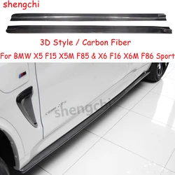 X5 F15 X6 F16 3D Style Carbon Fiber Side Skirts For BMW X5 F15 X5M F85 & X6 F16 X6M F86 Sport Side Bumper Extensions 2014-2018