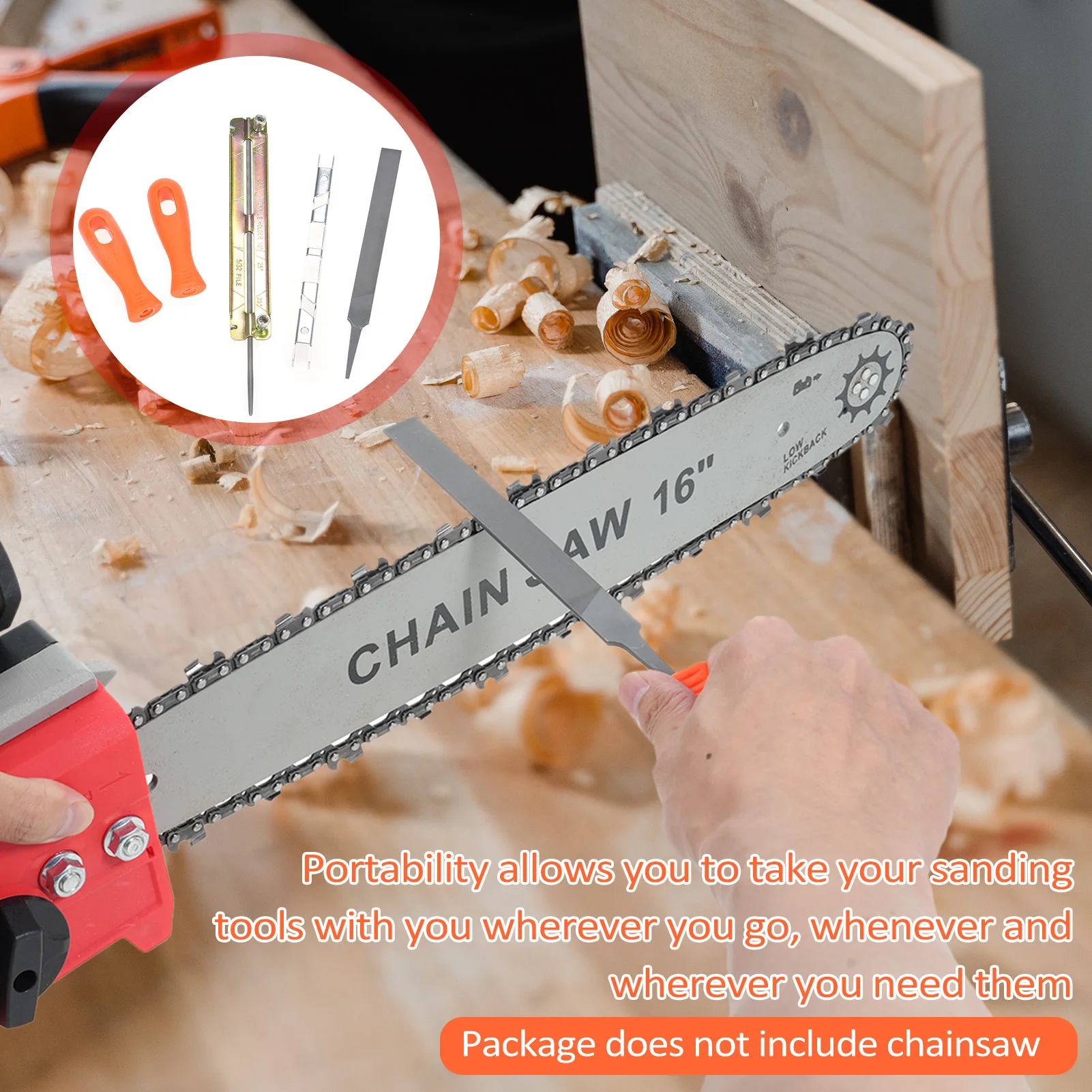 6 Pcs Set Professional Chainsaw Chain Sharpening Kit Tool Hardwood Handle File Flat Guide Bar File Holder Sharpener Tool