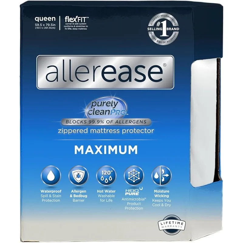 

AllerEase Waterproof Mattress Protector, mum Allergy Mattress Protector, Queen Mattress Co er