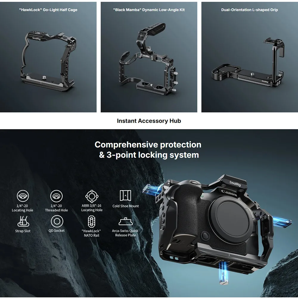 SmallRig 5954 EOS R6 Mark III Kamera-Cage-Kit "HawkLock" Schnellverschluss-Cage für Canon EOS R6 Mark III / R6 Mark II – Detail 2