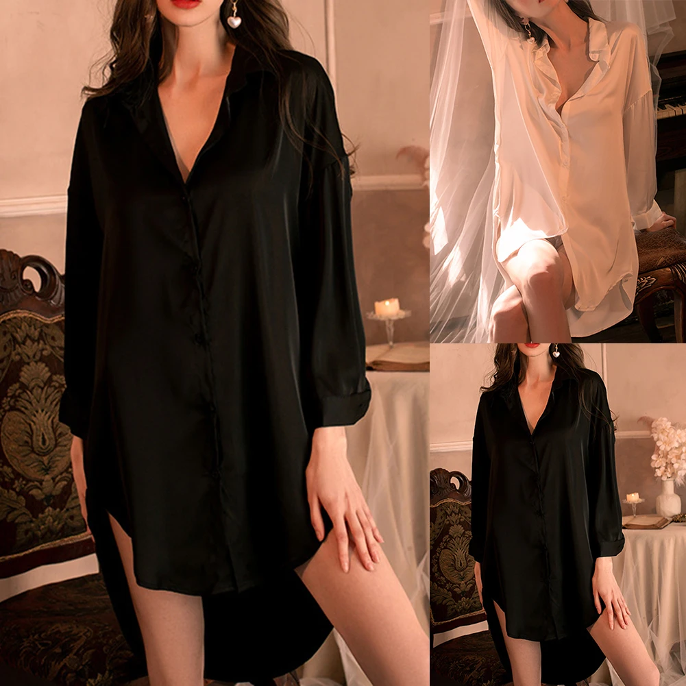 ملابس داخلية مثيرة ملابس نوم للحبيب ، ثوب حريري ، ملابس نوم بدلة رياضية ، قميص ناعم