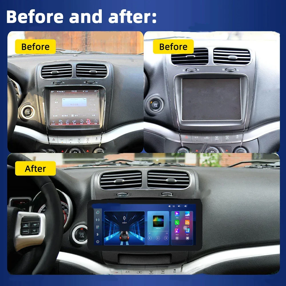 For Dodge Journey Fiat Freemont Leap 2012 -2020 Android 12.3 inch Car Auto Radio Video Audio 8-Core Multimedia Navigation GPS