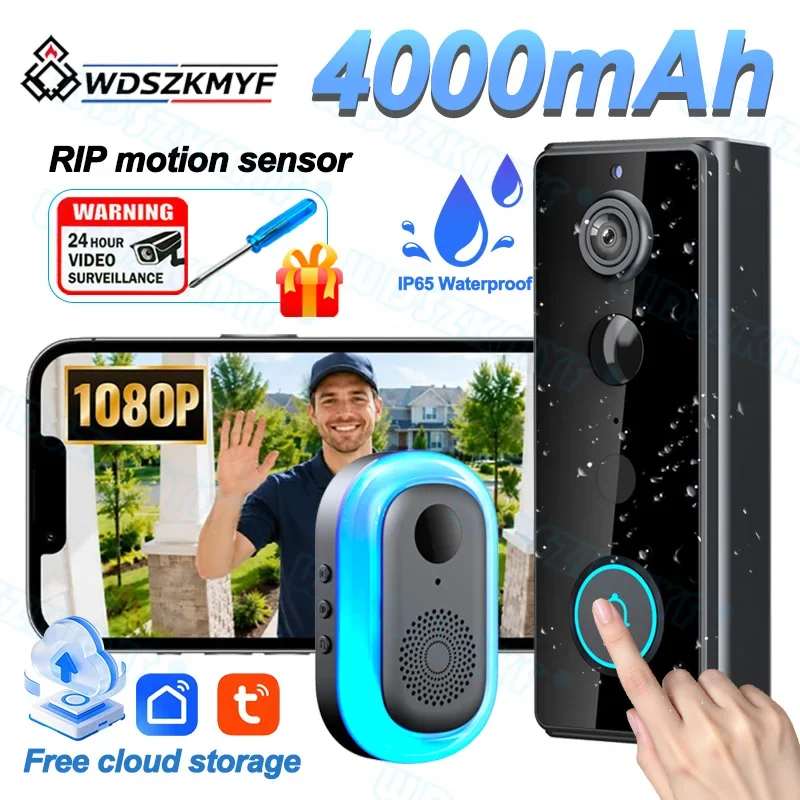 Tuya WiFi Smart Video Doorbell Outdoor Bidirectional HD Door Eye Camera 1080P Cloud Storage Waterproof Vision Intercom Doordell