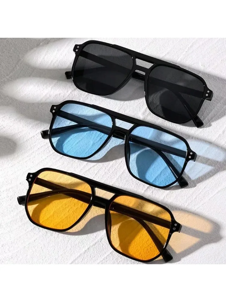 Vintage Herren Damen Große Sonnenbrillen Quadratische Designer-Sonnenbrillen Unisex Sonnenbrillen Schwarze Gläser UV400