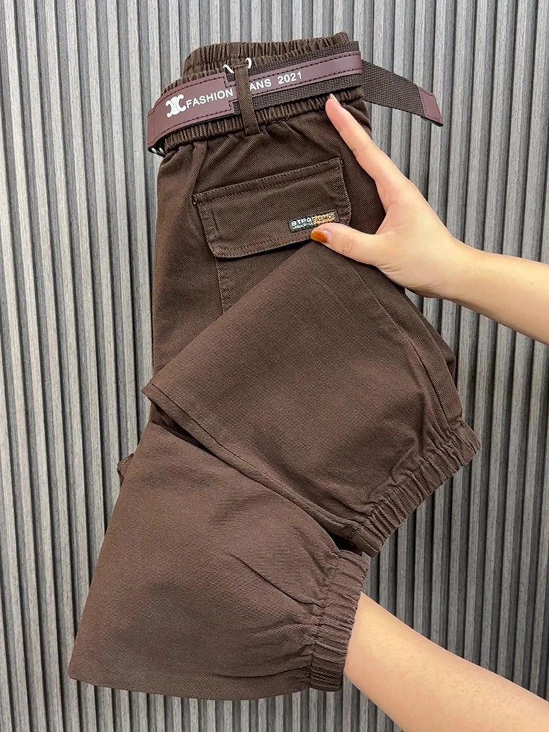 Spring Summer NEW High Waist Harem Pants Women Loose All-Match Casual Denim Bundle Foot XJ607