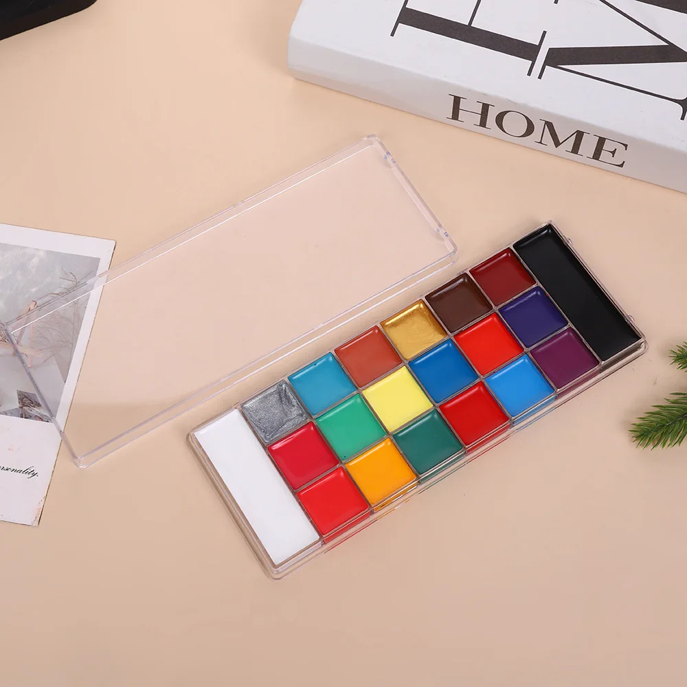 Nuevo Paleta de cara aceitosa de 20 colores, pintura al óleo corporal, maquillaje de escenario, pintura facial, paleta de maquillaje de Halloween